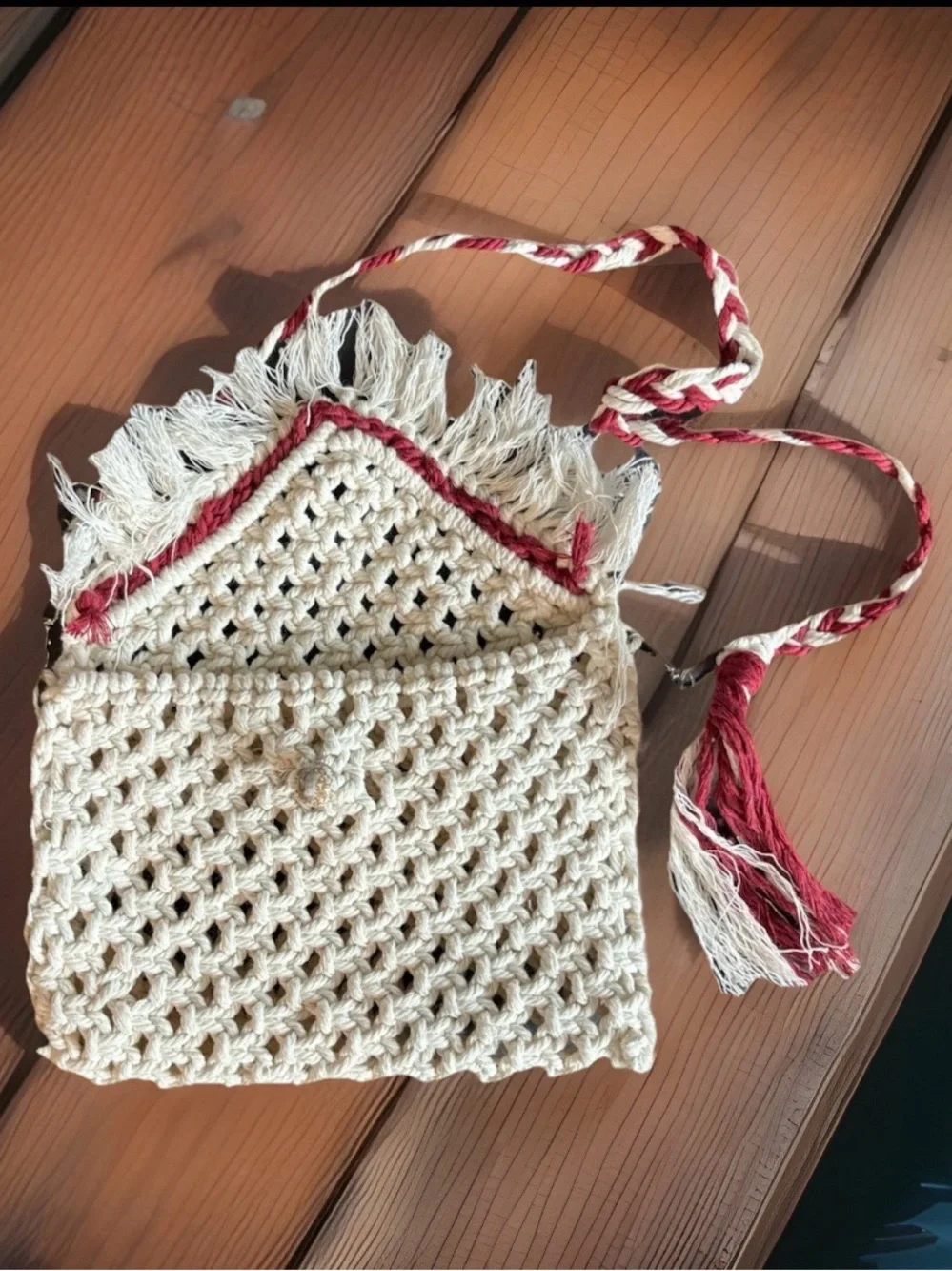 Handmade Boho Macramé Envelope Crossbody w/detachable Straps for Clutch w/Tassel - Picture 2 of 8